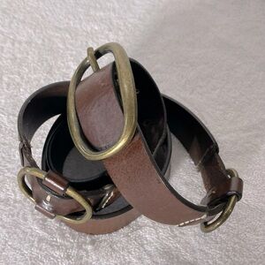 Eddie Bauer Brown Leather Belt W Brass Hardware